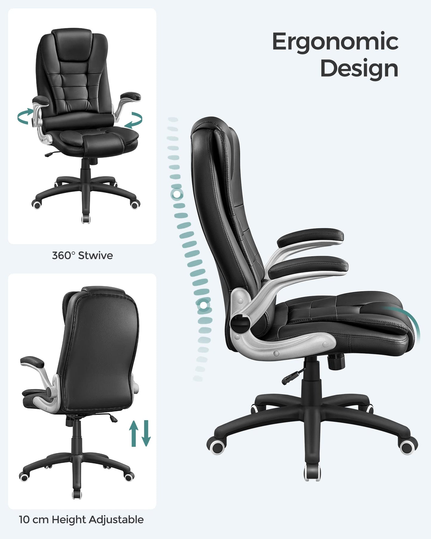 - SONGMICS Office Swivel Chair | 76 cm High Back | Flip-Up Armrest | Computer Chair -