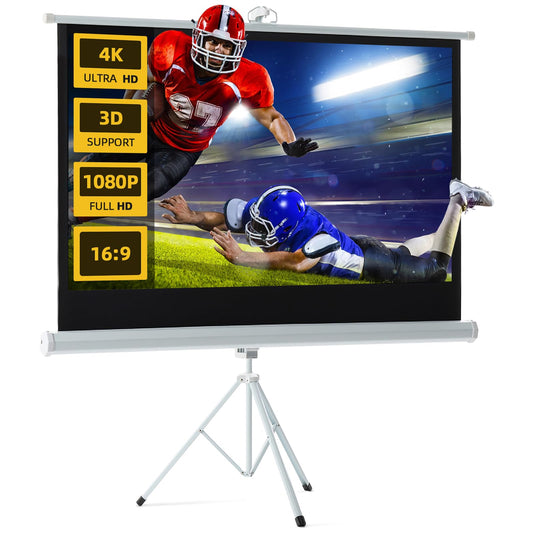 - FIDOOVIVIA Projector Screen and Stand | 16:9 4K HD Projector Screen | Portable Projector Screen 1:1 Format for Home Cinema Theater Presentation Education Outdoor Indoor Public Display | Size:172x89cm -