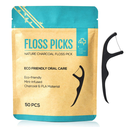 Dental Floss Sticks, Floss Picks, Dental Floss Toothpick Mint,Natural Eco-Friendly Vegan Sustainable Dental Floss,Teeth Stick(50 Picks)