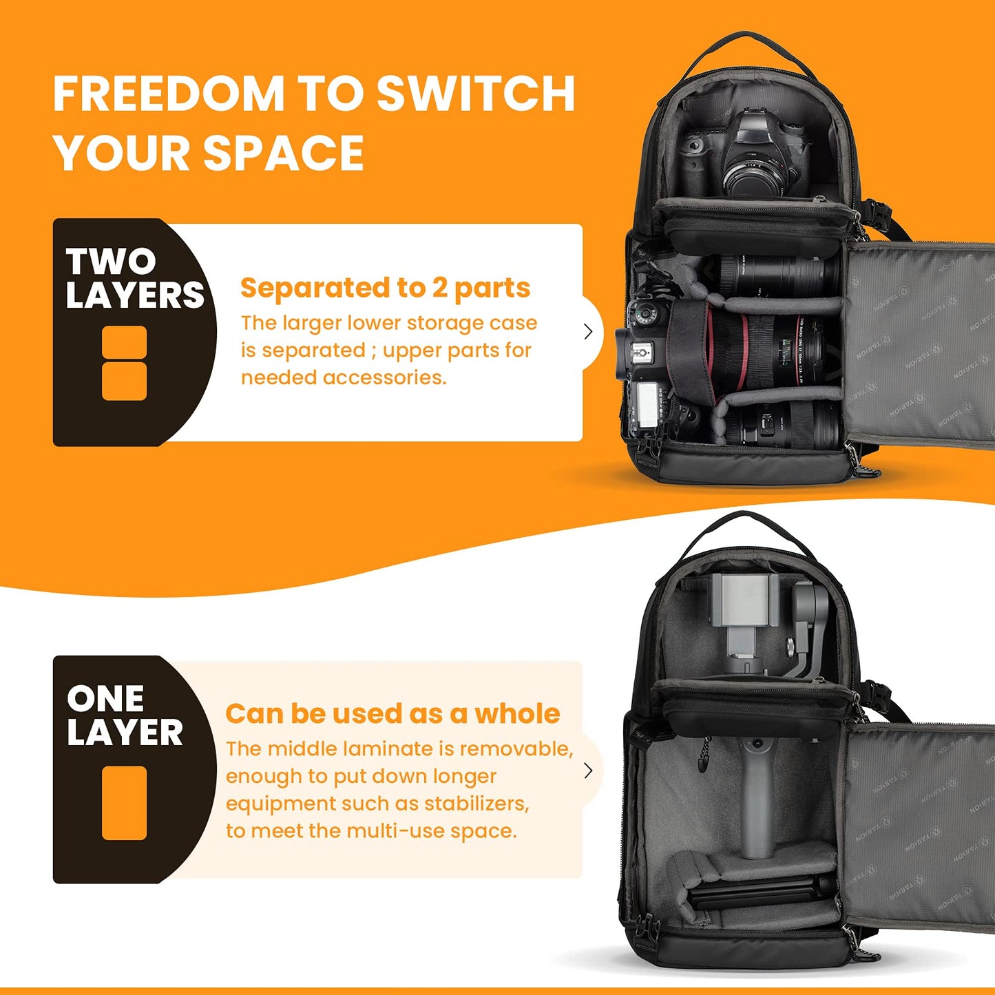 - TARION Camera Sling Bag | Waterproof Camera Travel Bag | For Photography | Black -