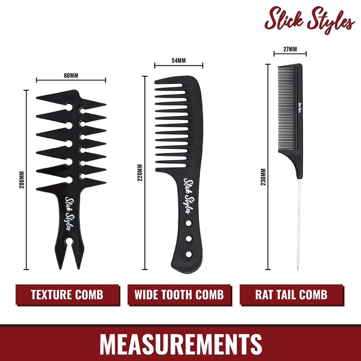 - Slick Styles Hair Brush and Hair Comb Set of 6 for Styling | Mens Hair Brush Set -