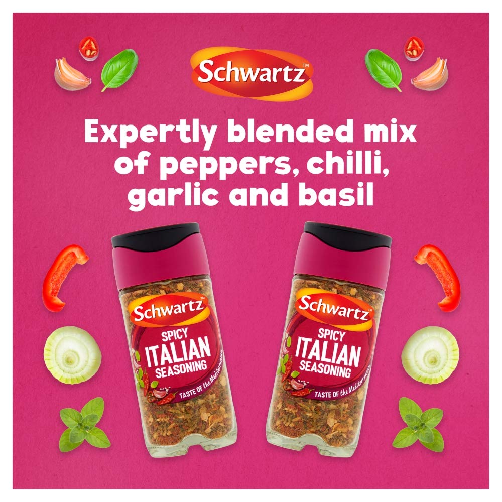 - Schwartz Spicy Italian Seasoning 42 G | Jar | Pack of 6 | Expertly Blended with Peppers, Chilli, Garlic & Basil -