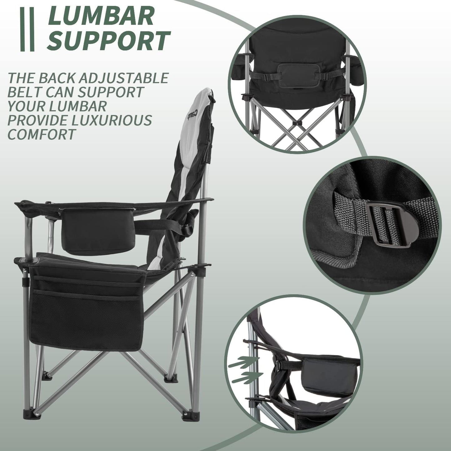 - KingCamp XL Heavy Duty Camping Chair | Lumbar Back Support | High Back -