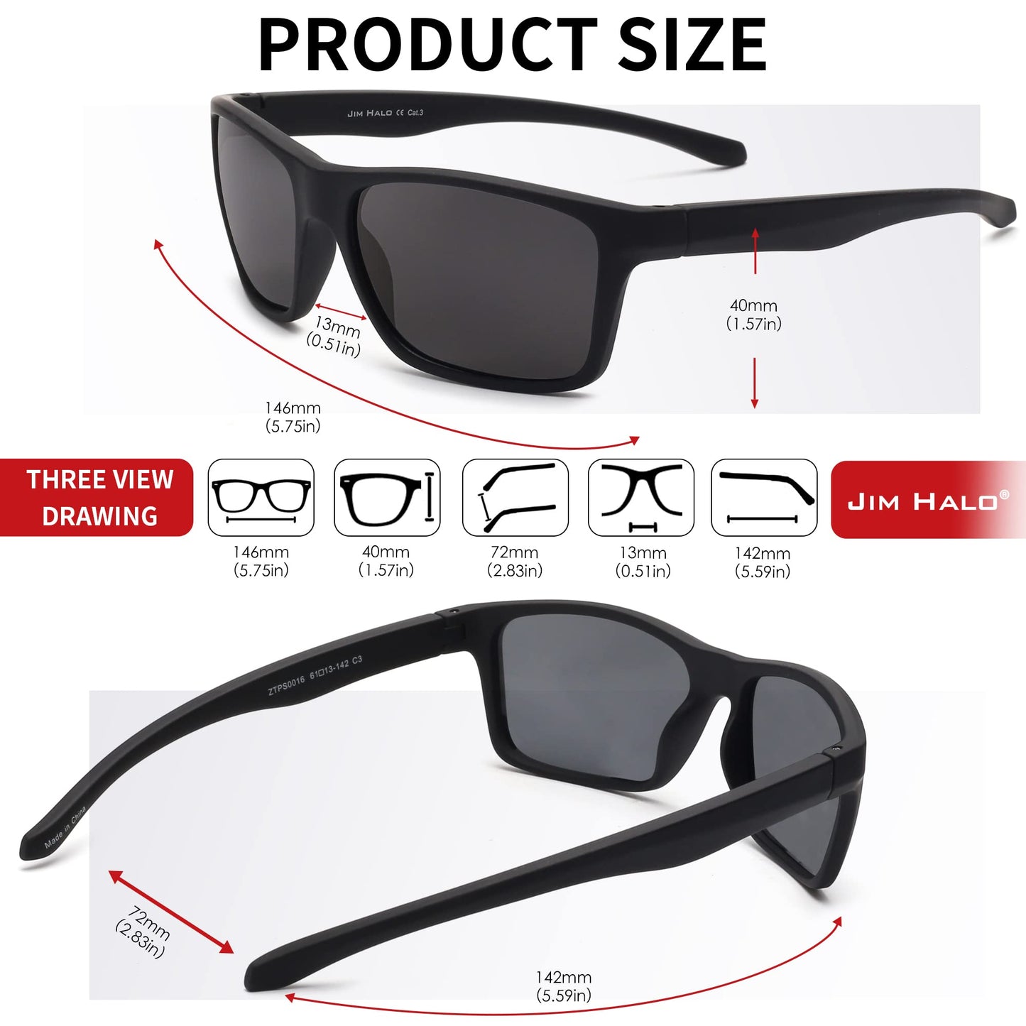 - Jim Halo Polarised Sports Sunglasses | Running Cycling Fishing Driving Golf | Tr 90 Unbreakable Frame -