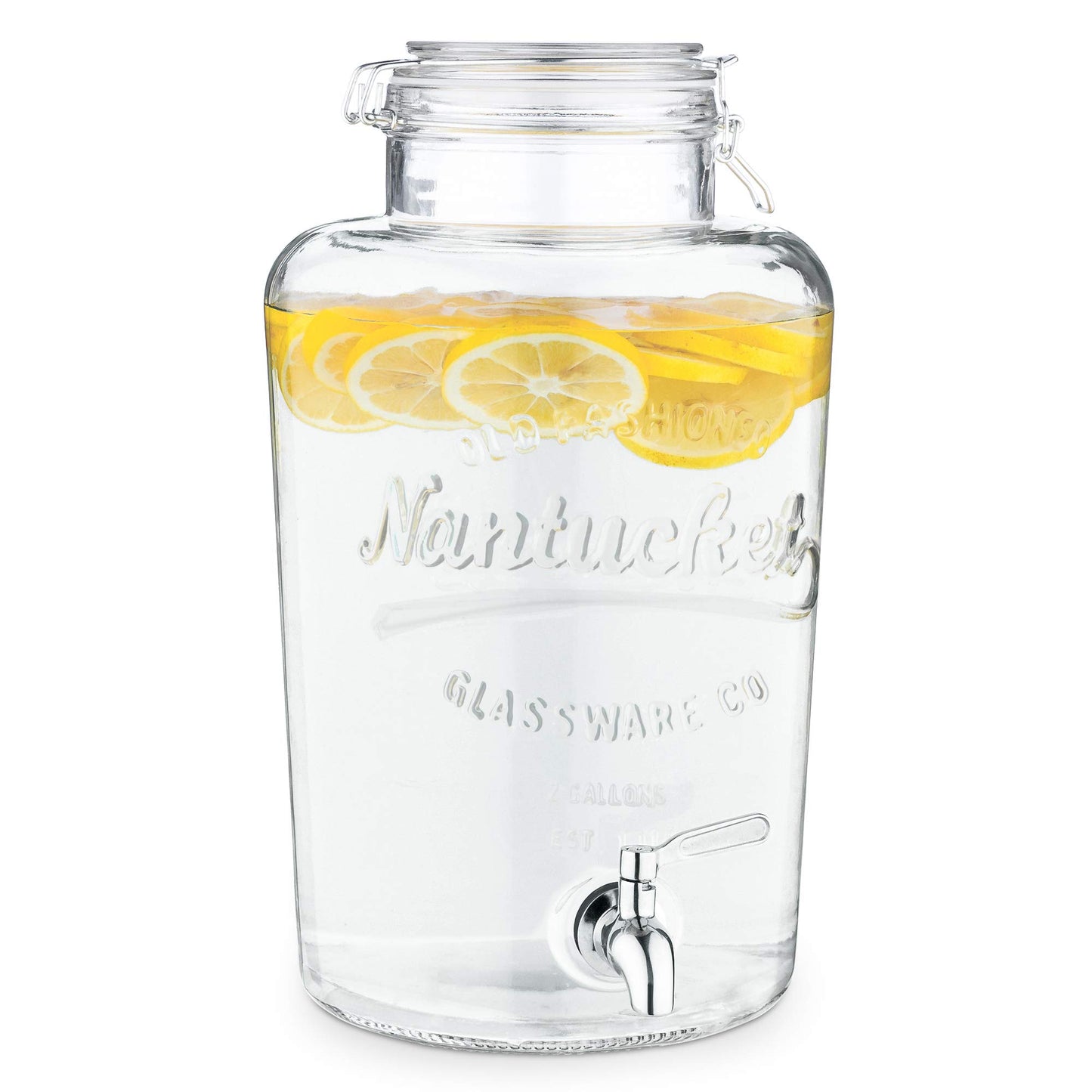 - Navaris Drinks Dispenser with Tap | 8L Glass Drink Jar -
