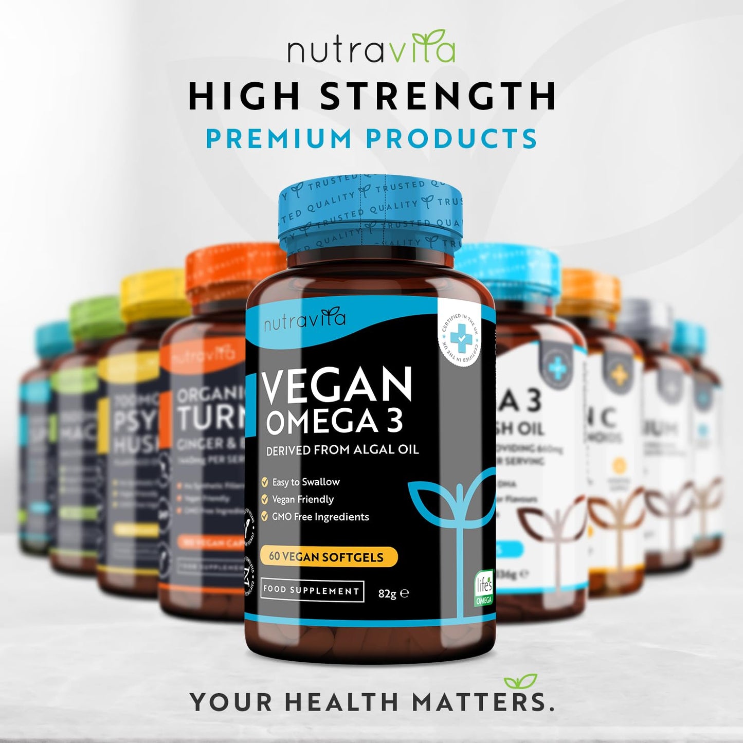 - Vegan High Strength Omega 3 2000mg Soft Gels -