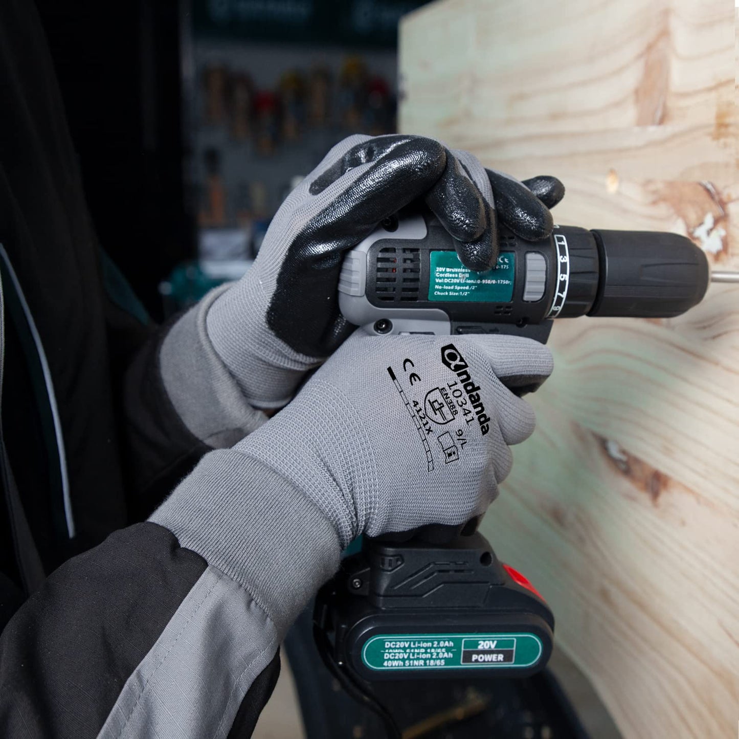 ANDANDA 6 Pairs Work Gloves, Nitrile Coated Safety Work Gloves, Gardening Gloves Suitable for General Duty Work like Logistics/Assembly/Utilities & Public Works, Black/X-Large