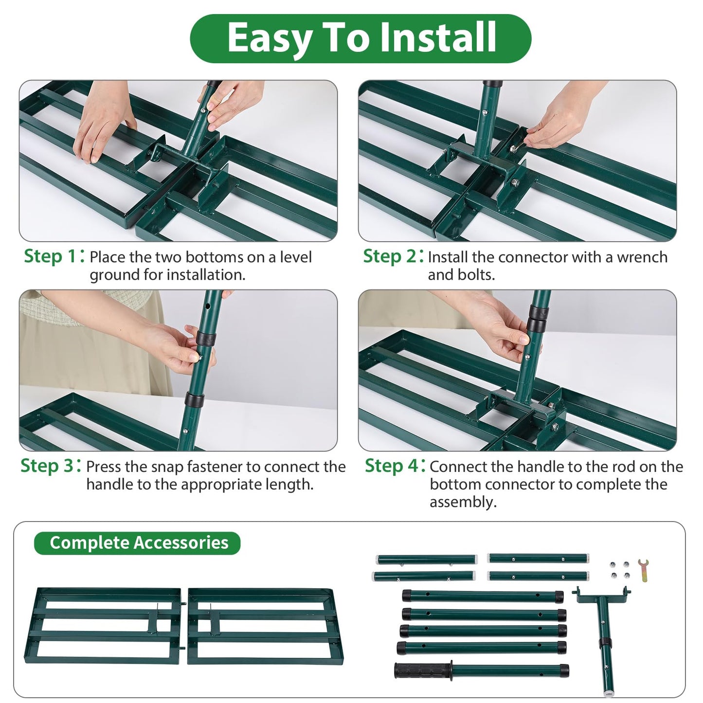 - Signstek Lawn Leveling Rake | Stainless Steel Lawn Leveler | 30” x 10” Ground Plate -