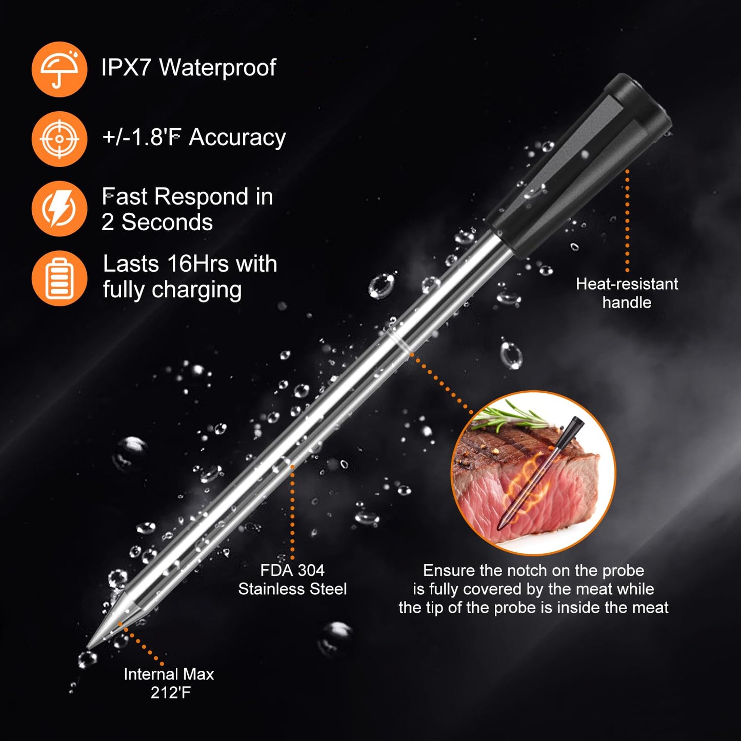 - INSMART Smart Wireless Meat Thermometer | 100m Range Bluetooth Meat Thermometer Probe for Cooking -