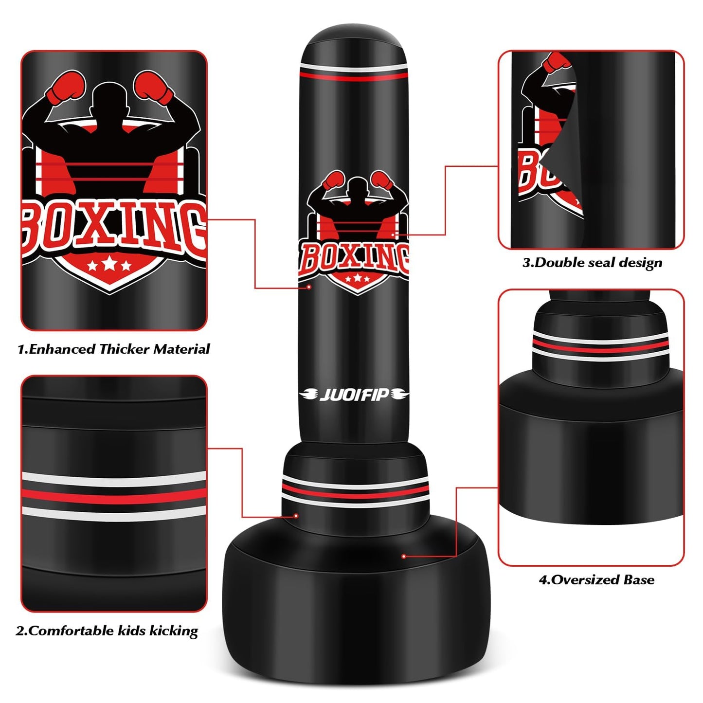 - Punching Bag with Stand | 70”- Free Standing Boxing Bag with Boxing Gloves and Electric Air Pump -