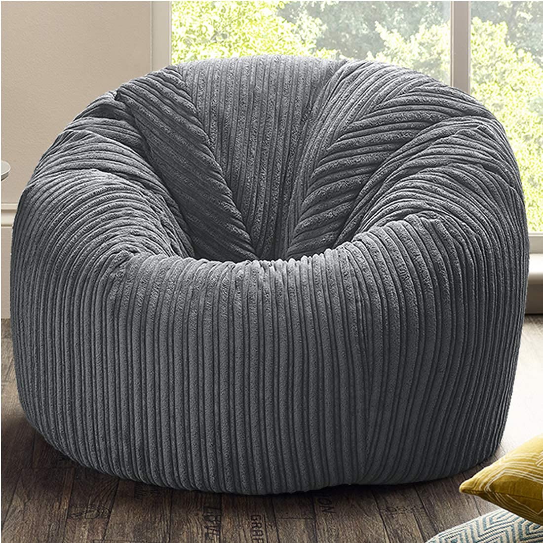 - Jumbo Cord Beanbag Chair | Large in Plush | Great as Beanbag Lounger/Recliner -