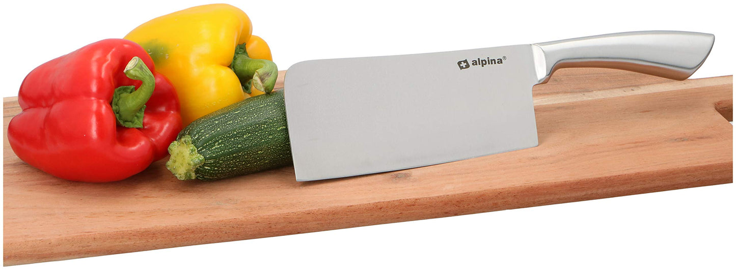 Alpina Cleaver Kitchen Cleaver I Stainless Steel 18cm for Bones Meat Kitchen Knife Cleaver Butcher Cleaver Meat Cleaver, Silver