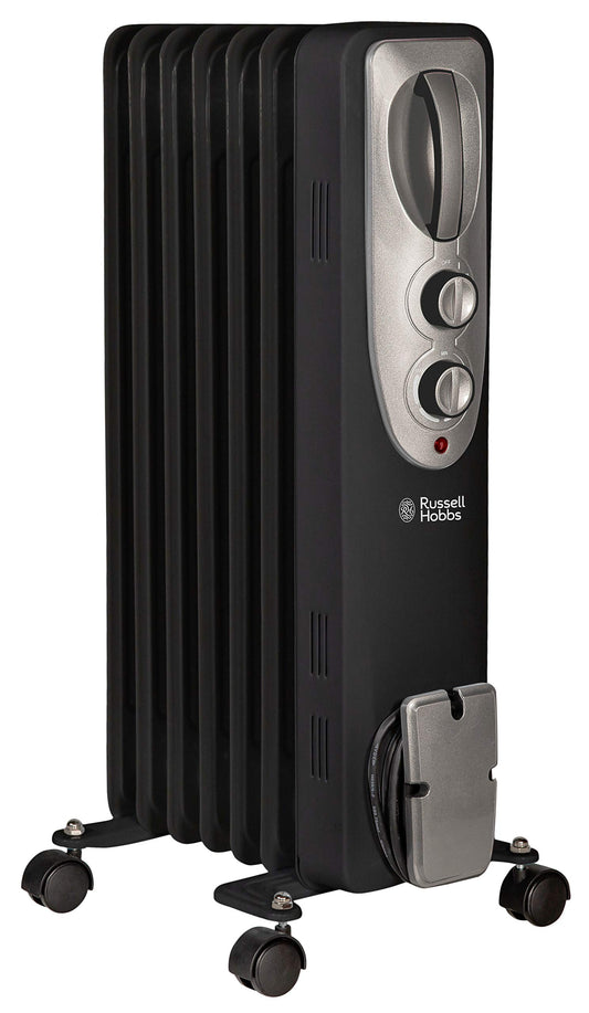 - Russell Hobbs 1500W/1.5KW Oil Filled Radiator | 7 Fin Portable Electric Heater -