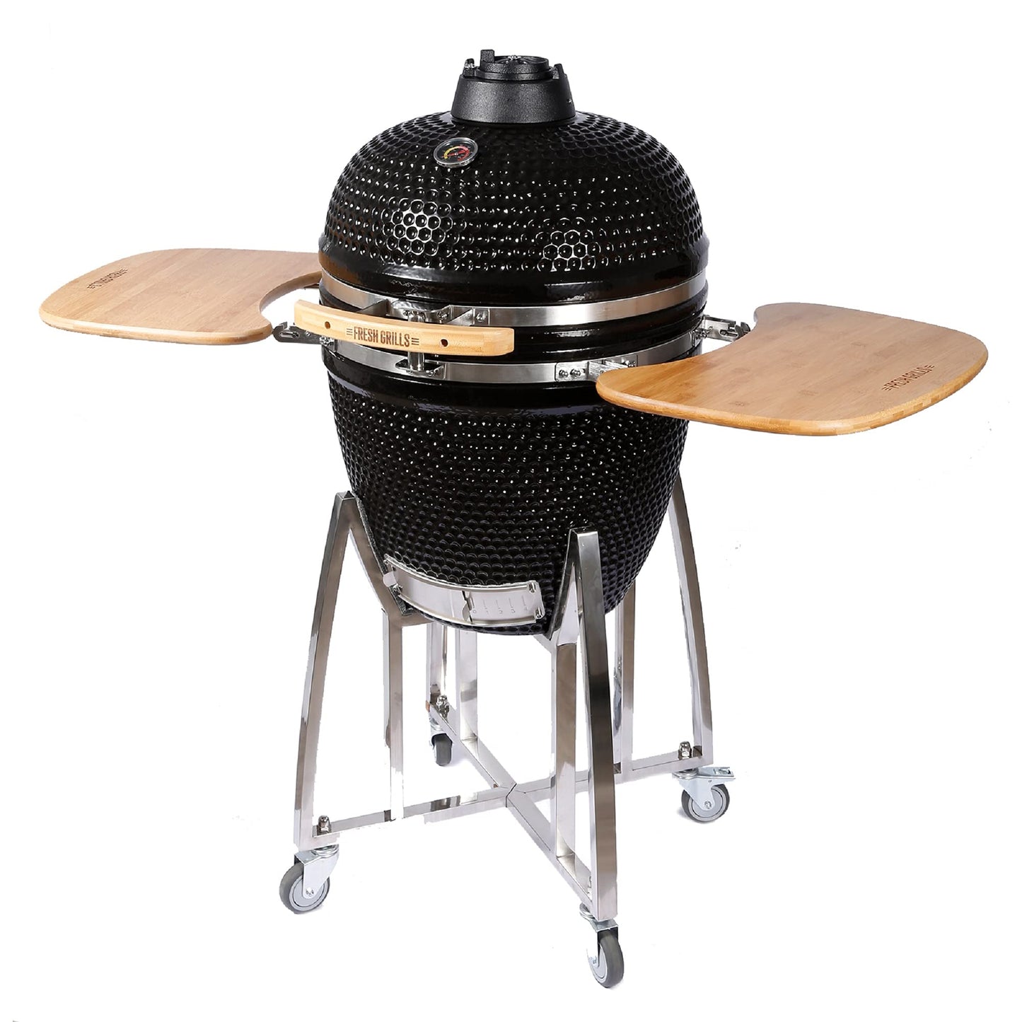 - Fresh Grills Ceramic BBQ Grill | Mini Kamado BBQ Oven | Barbecue Grill and Charcoal Smoker with Stand -