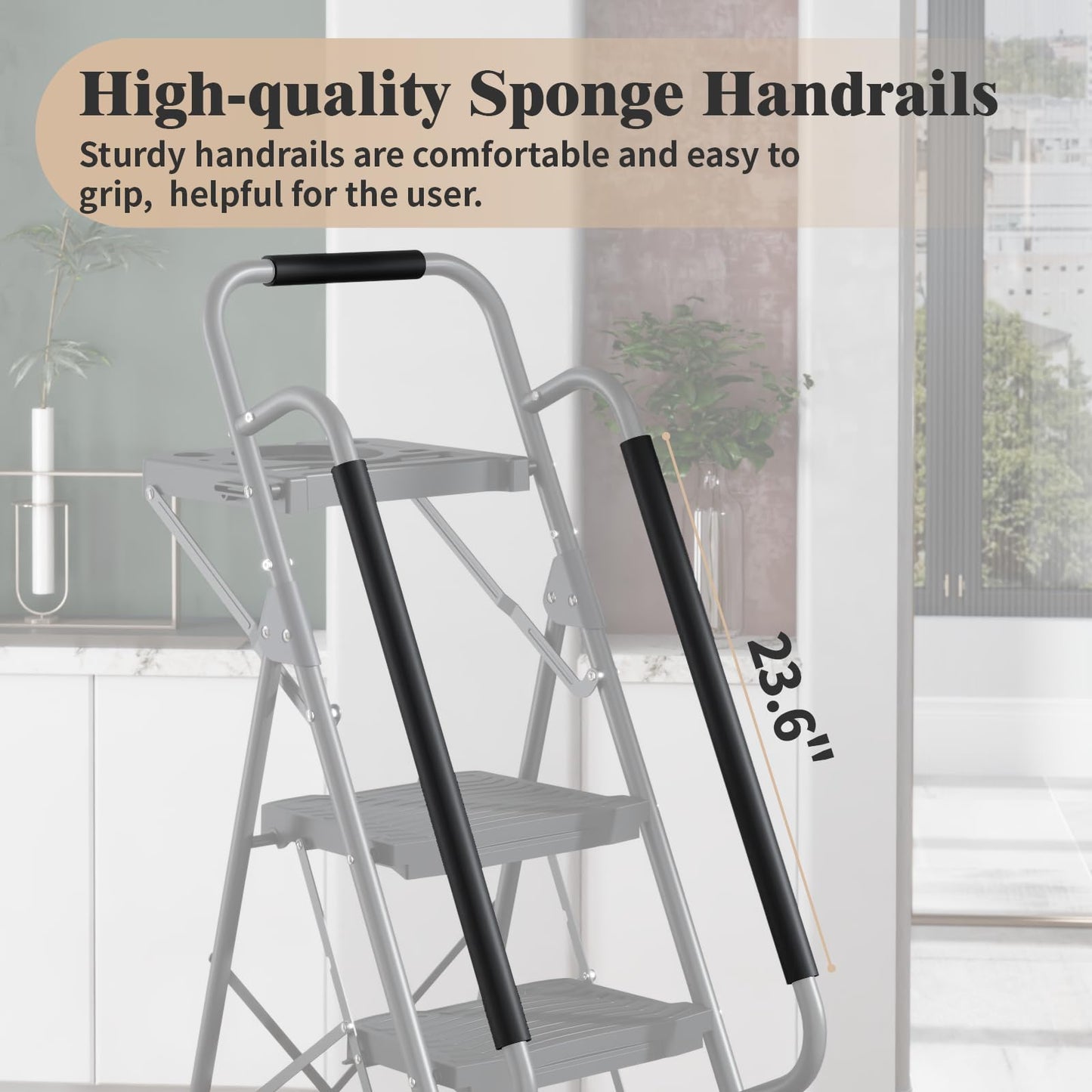 - KINGRACK 5 Step Ladder With Handrails | With Tool Tray Platform -