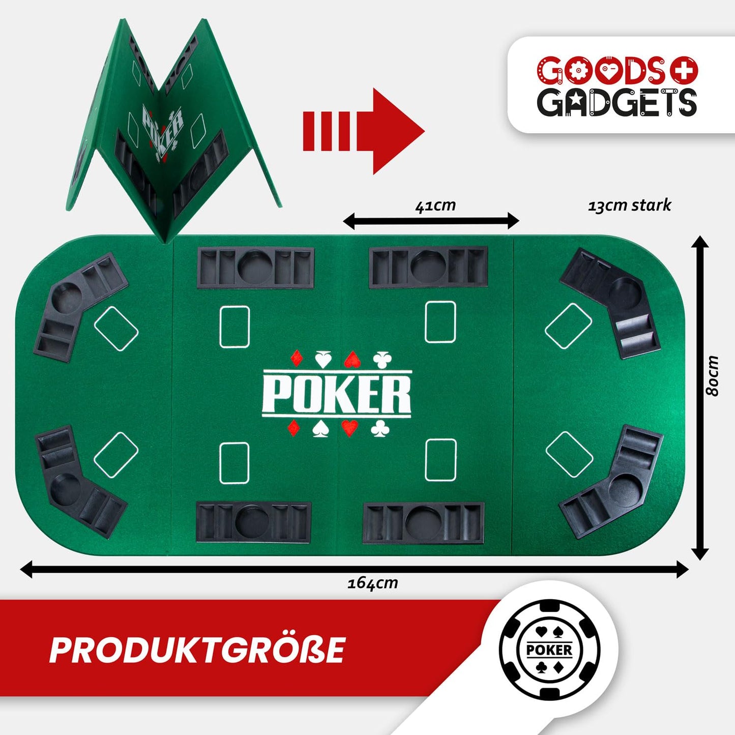 - GOODS+GADGETS XXL Poker Table Rest | 160 x 80 cm Foldable Poker Mat -