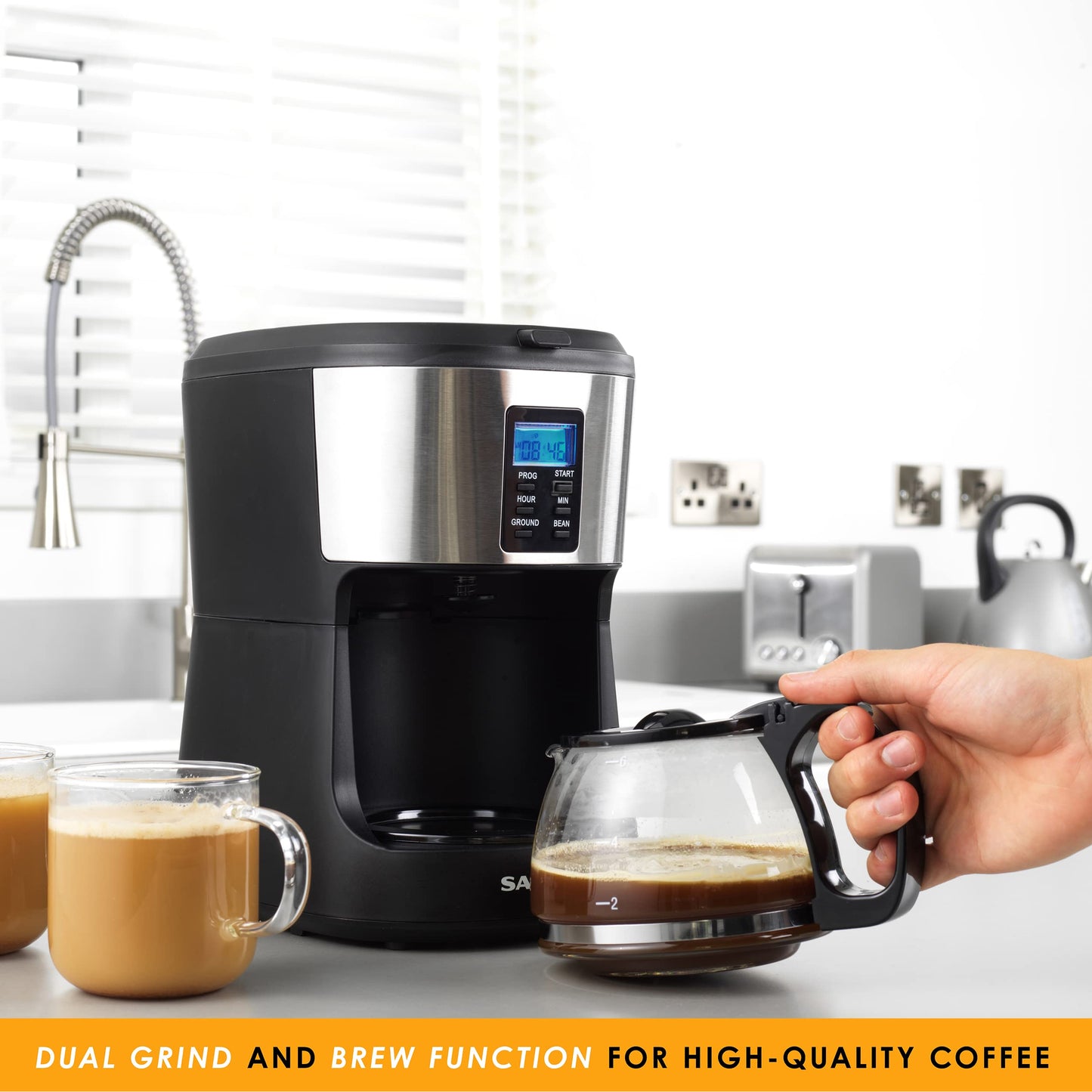 - Salter EK4368 Bean to Jug Coffee Machine | Electric Coffee Grinder | 750ml | Black -