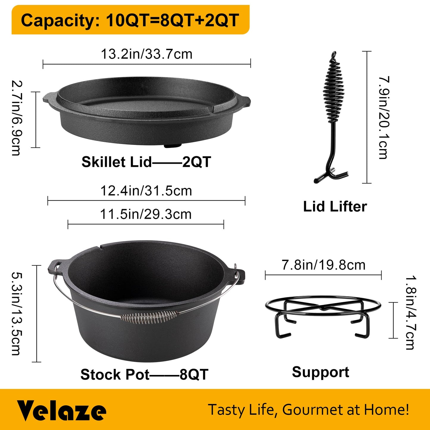 - Velaze Cast Iron Pot with Lid -