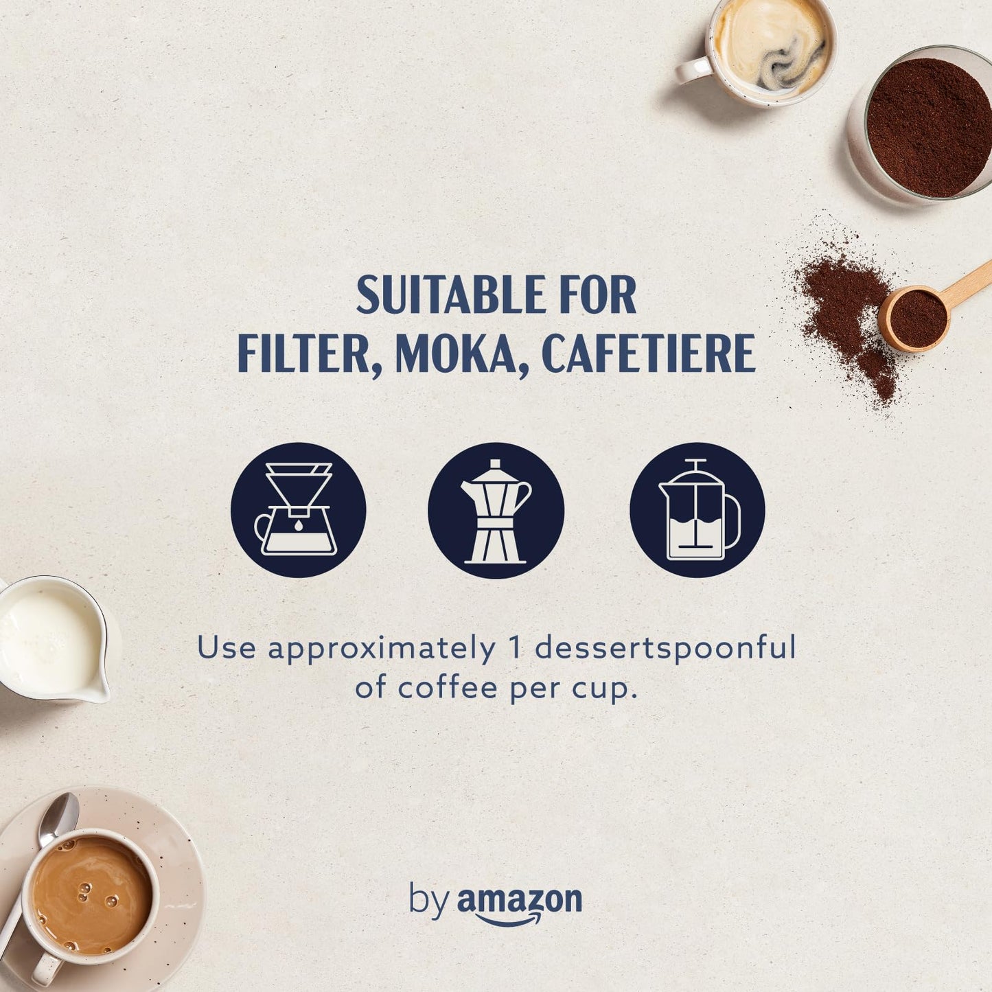 by Amazon Ground Coffee Caffè Intenso, Light Roast,1kg (4 Packs of 250g) - Rainforest Alliance Certified