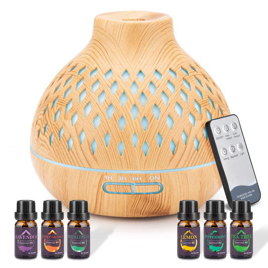 - SPLITSKY 400ML Essential Oil Diffuser | Remote Control Aroma Diffuser | 6 Essential Oils Gift Set -
