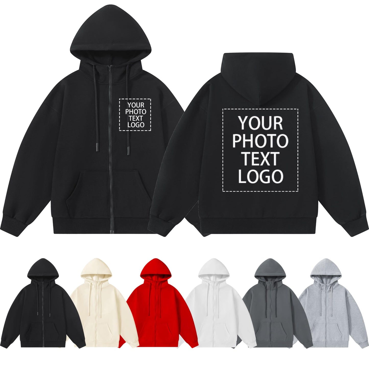 - Yacheng Custom Hoodies Unisex, Personalize Zip Athletic Pullover, Add Your Image, Text, Logo On Front And Back Multicolor