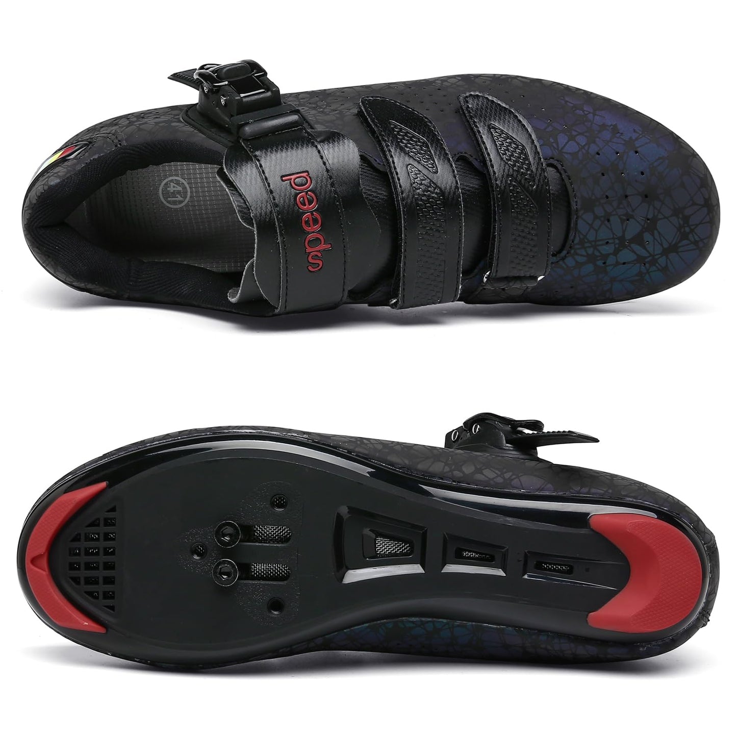 Cycling Shoes for Men Women Luminous Road Cycling Riding Shoes Peloton Shoes Breathable Cleat Compatible SPD Look Delta Indoor Cycling Shoes 3-LBlack41
