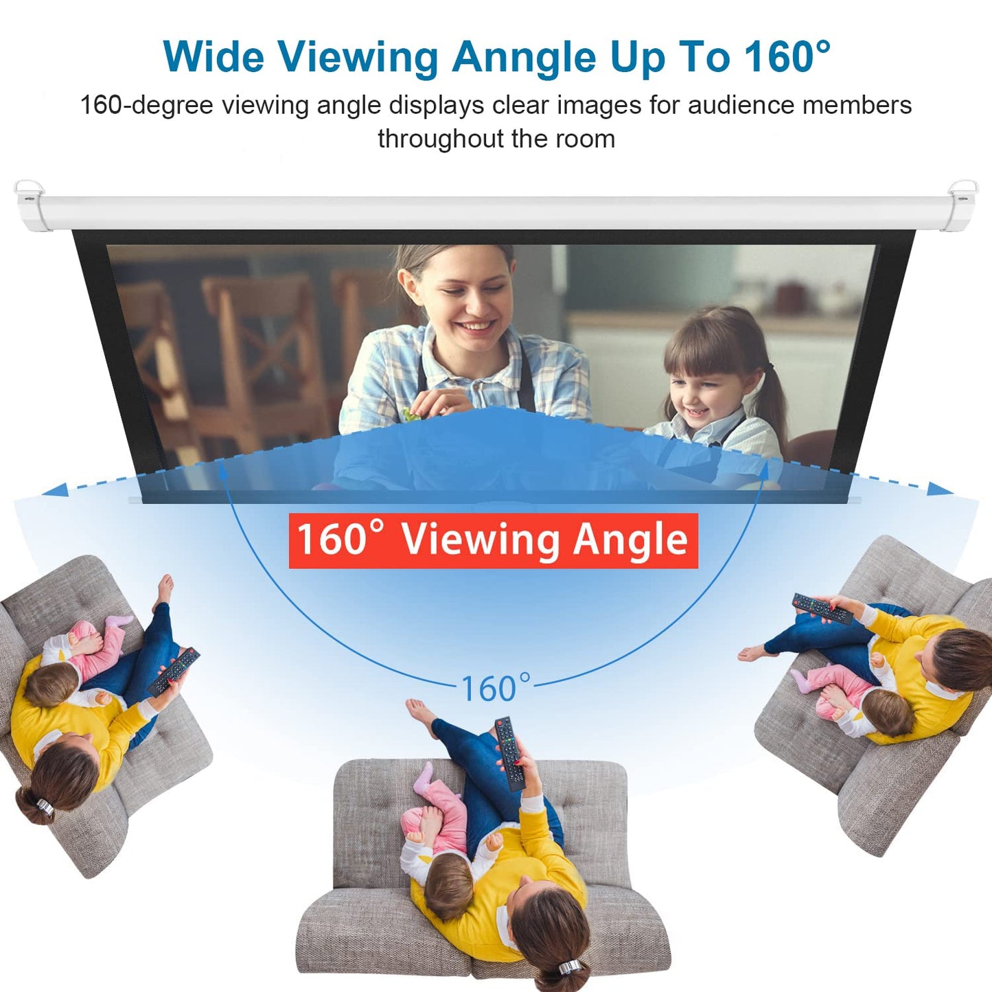 - INMOZATA Pull Down Projector Screen | 100" Wall & Ceiling Mounted HD Projection Screen -