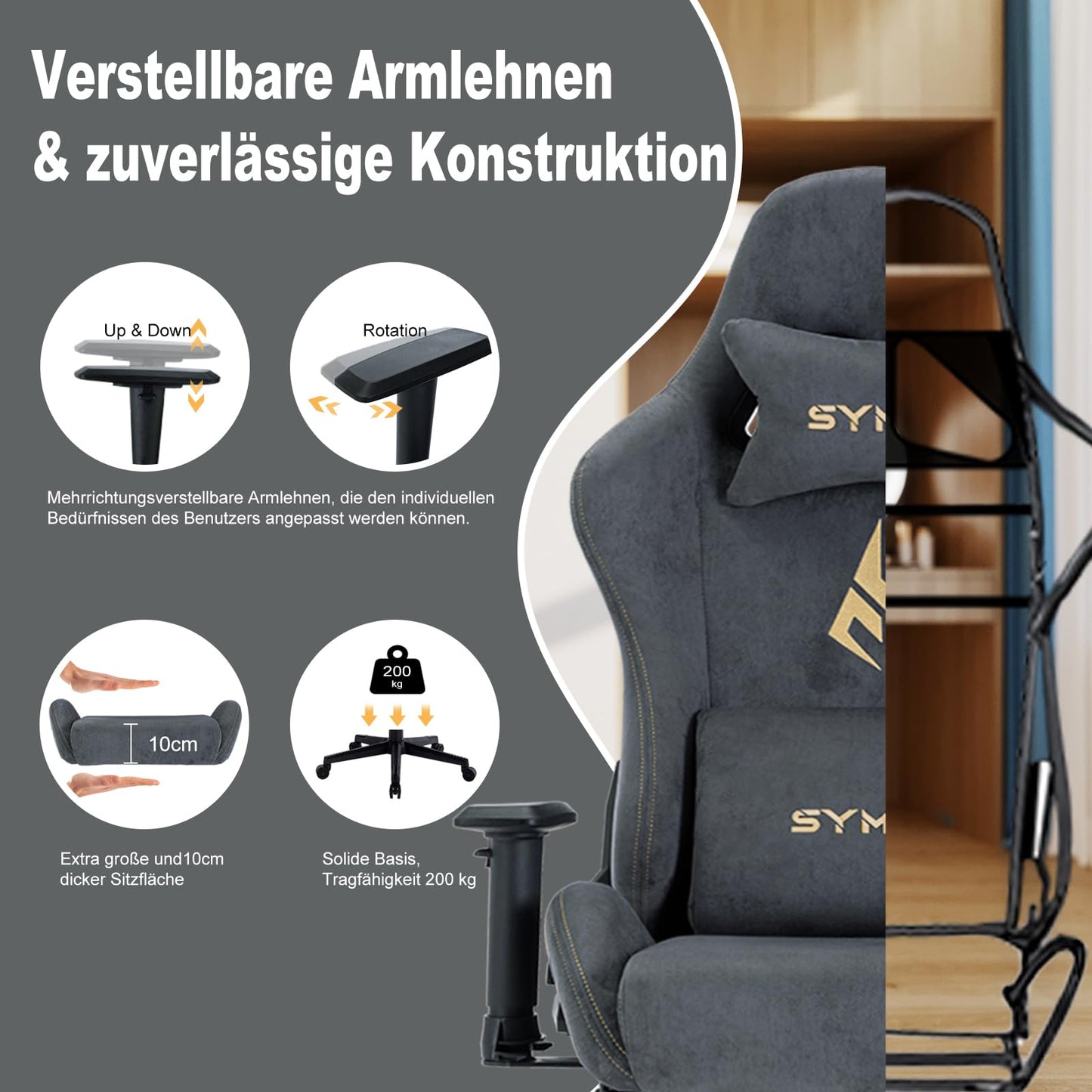 - Symino Gaming Chair | Computer Chair with Footrest | Headrest and Lumbar Support | Ergonomic -