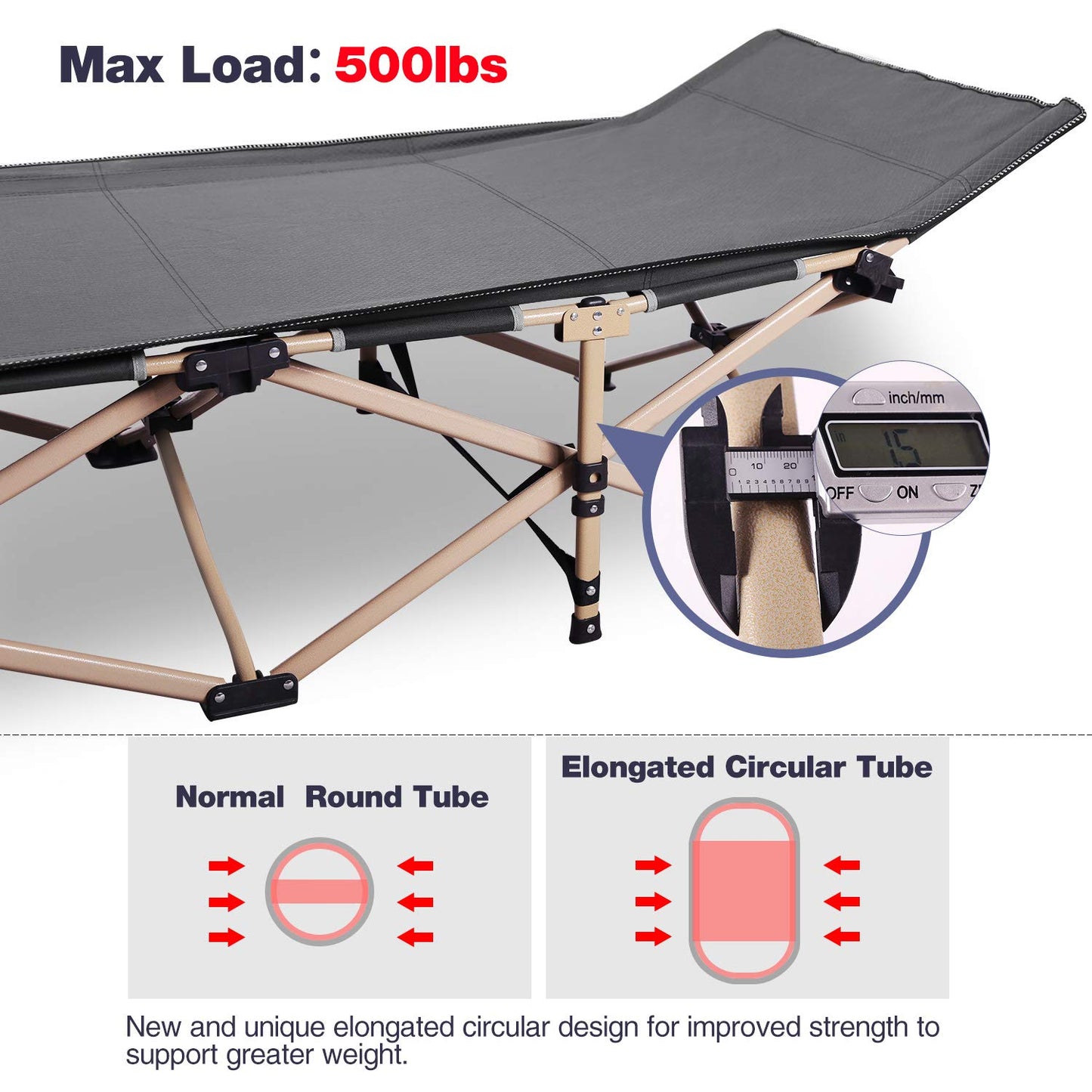 - REDCAMP Camp Bed for Adults | 28" Extra Wide Heavy Duty Folding Camping Bed -