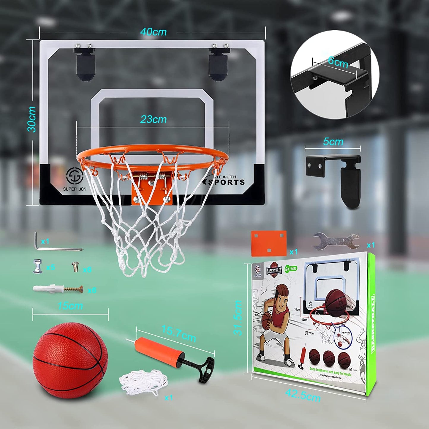 - SUPER JOY | Mini Basketball Hoop Indoor | Kids Wall Mounted Basketball Hoop -