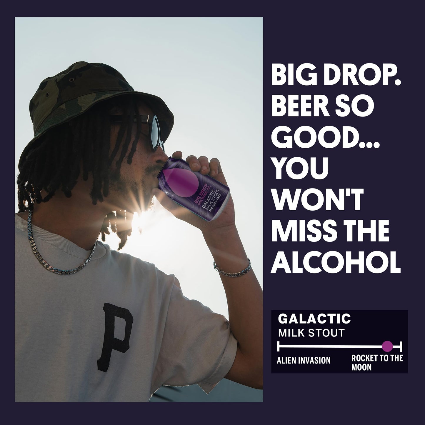 Big Drop Galactic Milk Stout - Naturally Brewed Richly Flavoured & Alcohol Free - Vegetarian & Gluten Free (12 x 330ml Cans)