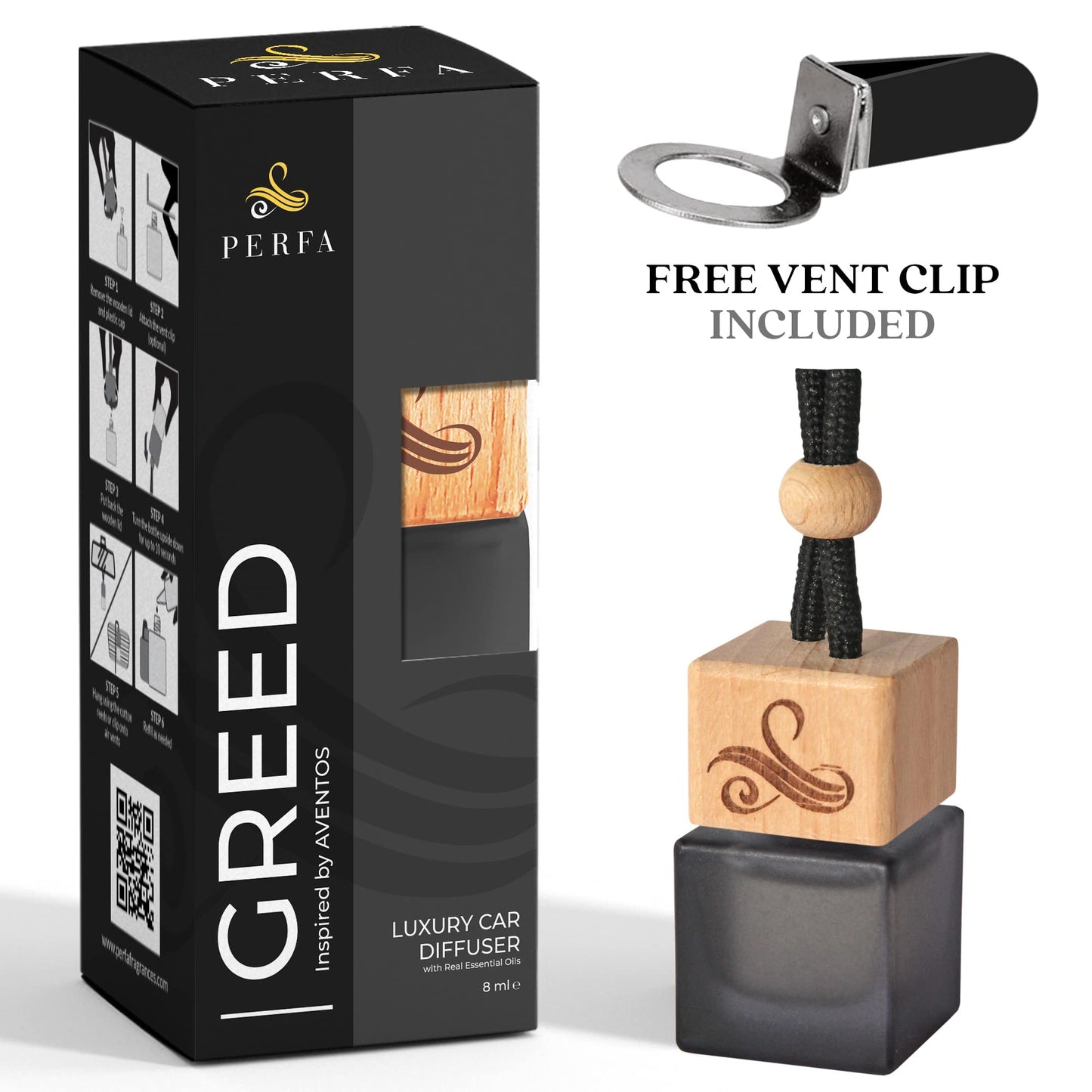 Creed Car Air Freshener for Men | Aventos Perfume Inspired Car Fragrances | Strong Car Freshener with Car Odour Eliminator Technology | Creed Air Freshener Car | GREED Car Scent by Perfa