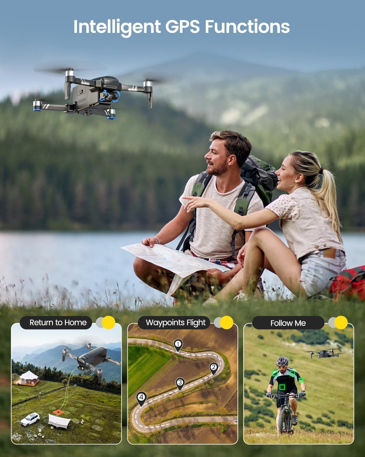 - Holy Stone HS600 2-Axis Gimbal Drones | 4K EIS Camera | 2 Batteries 56-Min Flight Time -