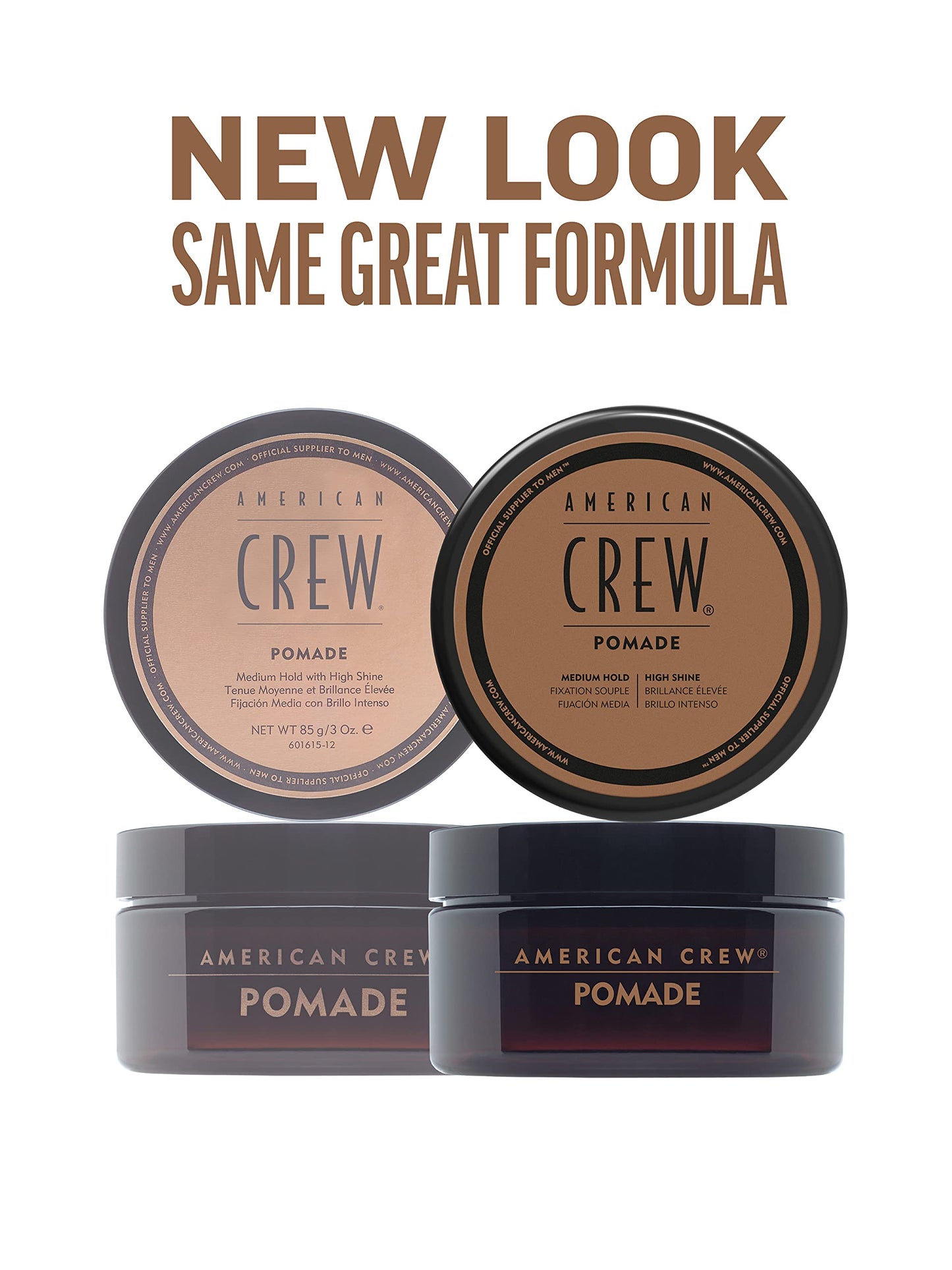 American Crew Pomade with Medium Hold & High Shine, Gifts For Men, For Shape & Control (85g) Water-based Pomade, Hair Styling for Men