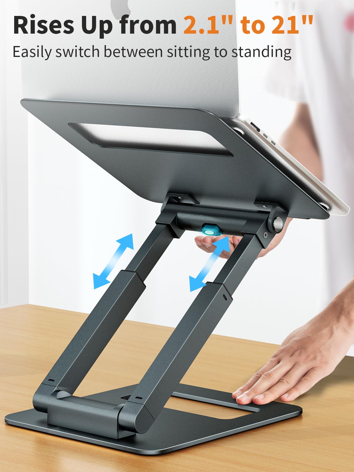 - Laptop Stand For Desk | Adjustable Height | Ergonomic Sit/Stand Computer Stand -