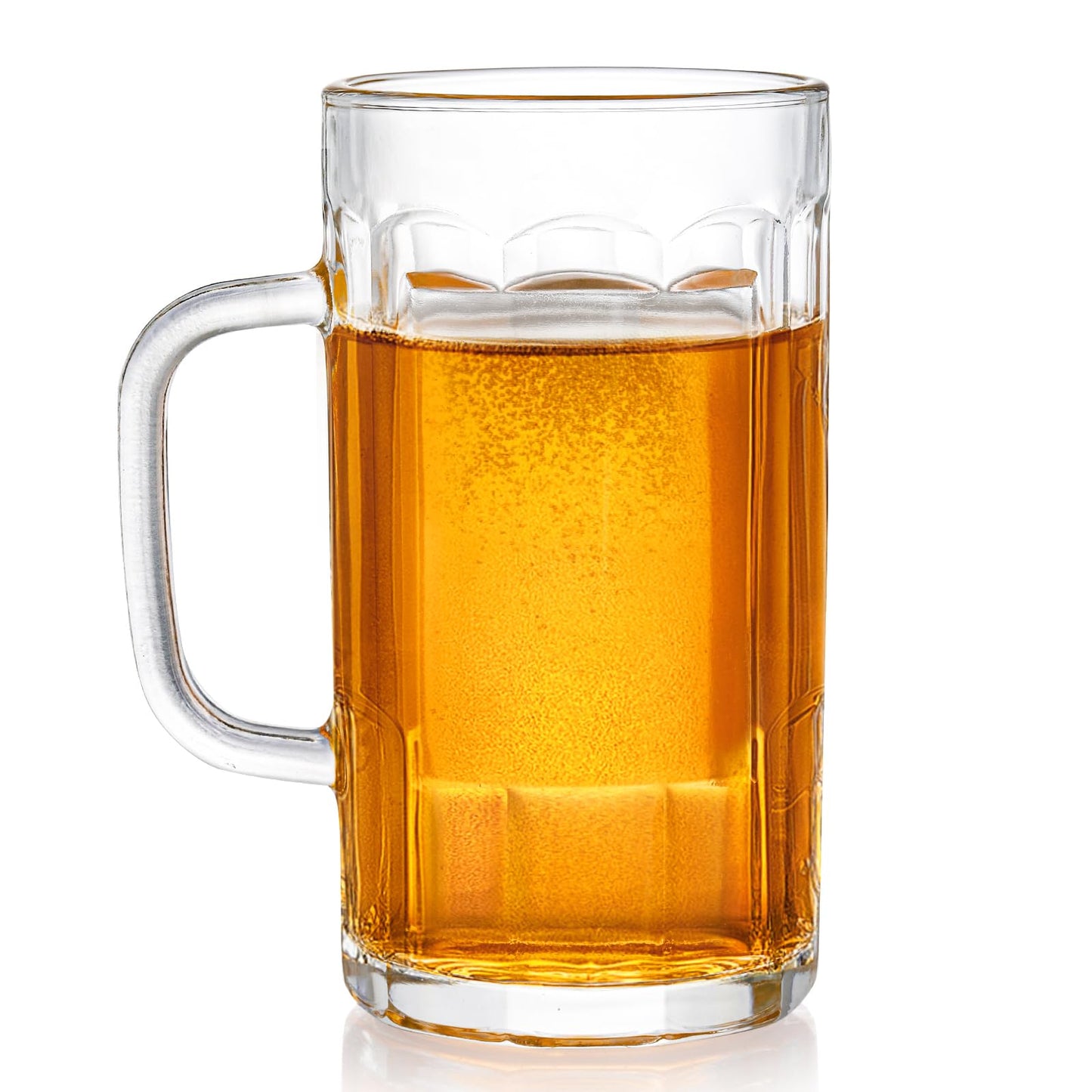 - ZENFUN 8 Pack Heavy Large Beer Glasses, 400ML Glass Beer Mugs with Handle & Stainless Steel Straws, Beer Glass Steins Heavy Base Pub Drinking Mugs