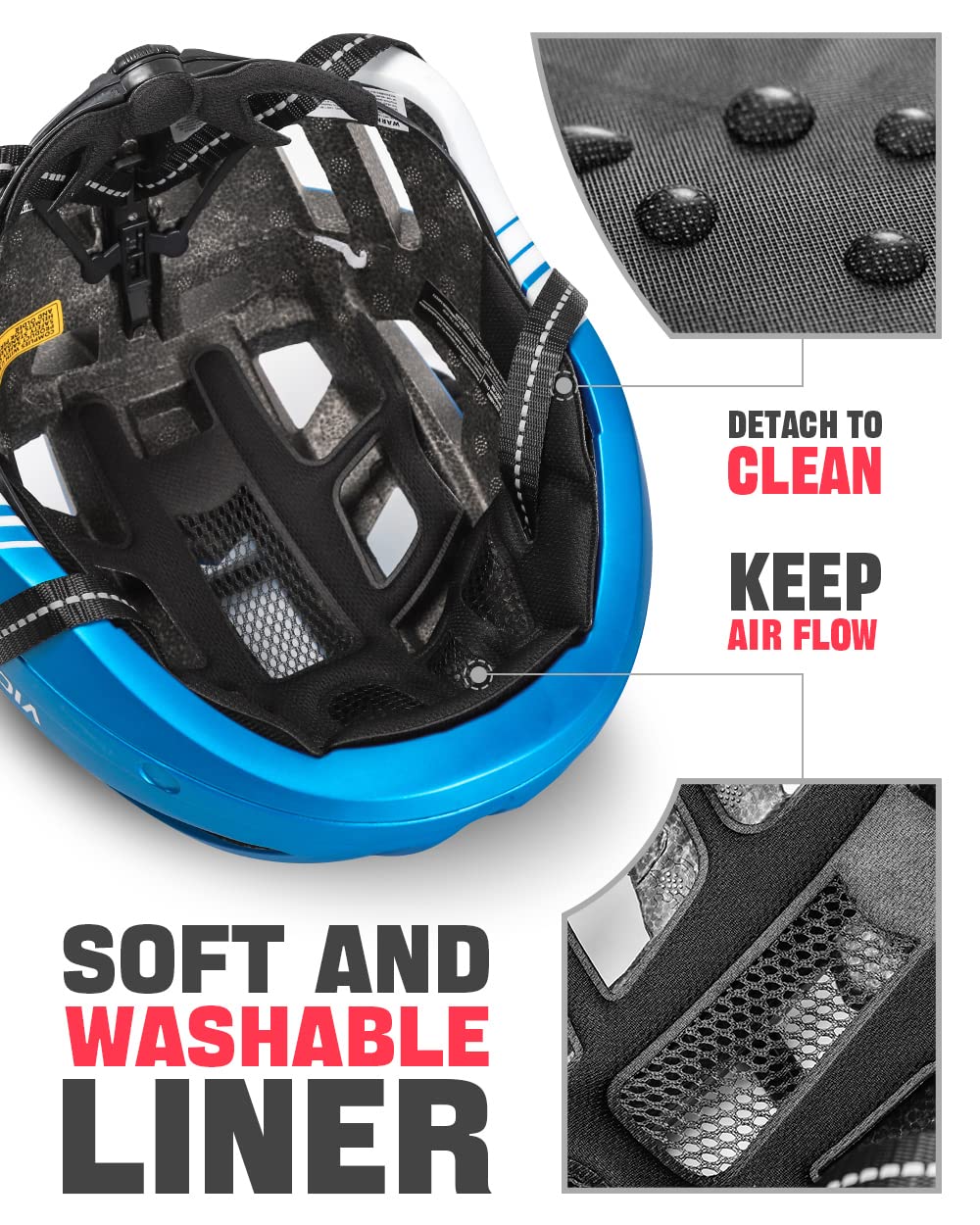 - Victgoal Bike Helmet with USB Rechargeable LED Light Removable -