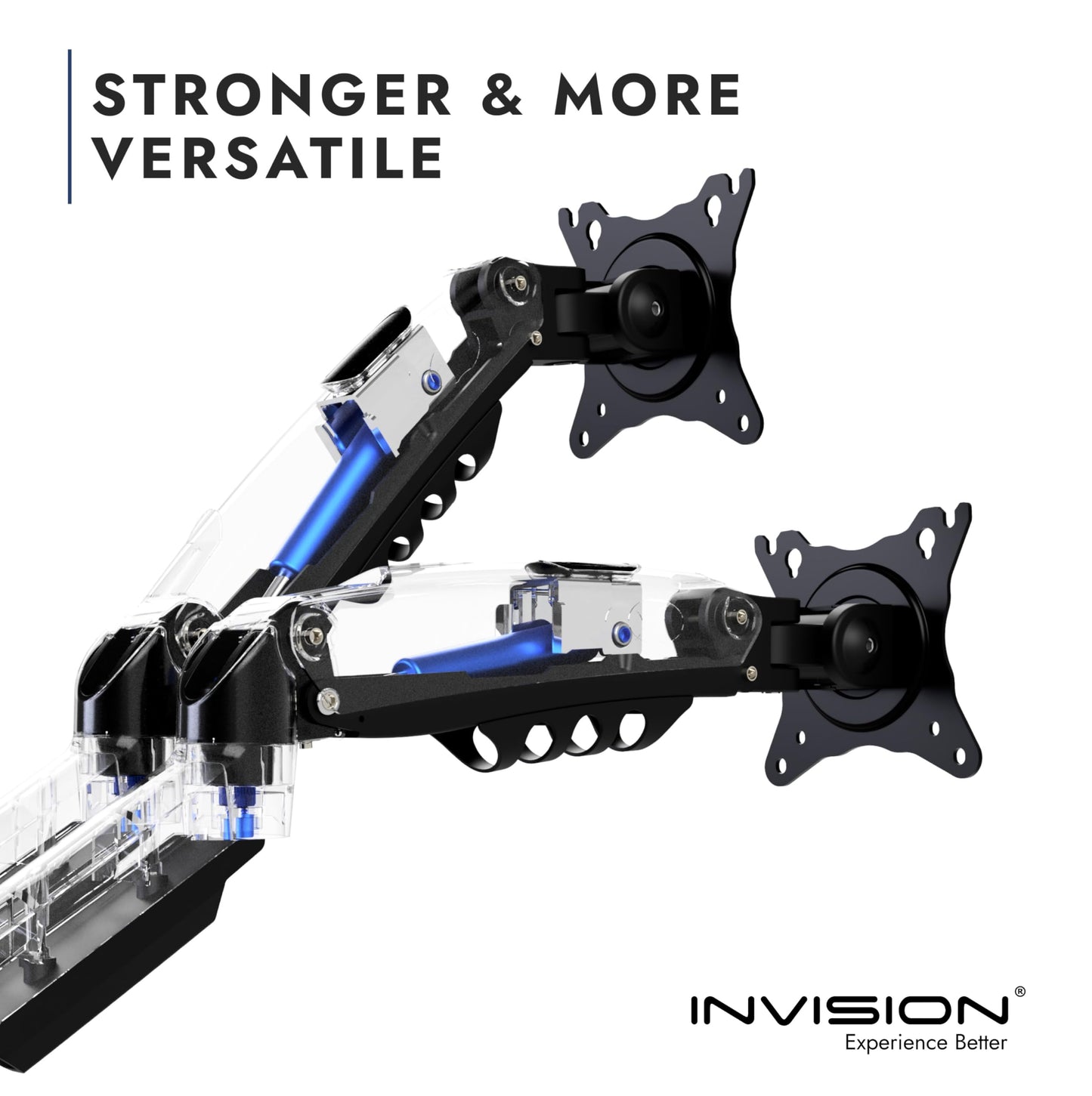 - Invision Dual Monitor Arm Desk Mount for 19 to 32 Inch Screens | VESA 75 & 100mm Desk Clamp Stand | Tool Free Height Adjustment with Tilt Swivel Rotate - Increased Load Capacity from 2-9kg (MX400) -