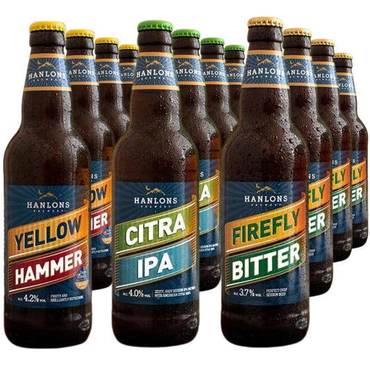 - Hanlons Premium Mixed English Pale Ale & IPA Real Ale Craft Beer Gift Set | 12 x 500ml Beer Bottles -