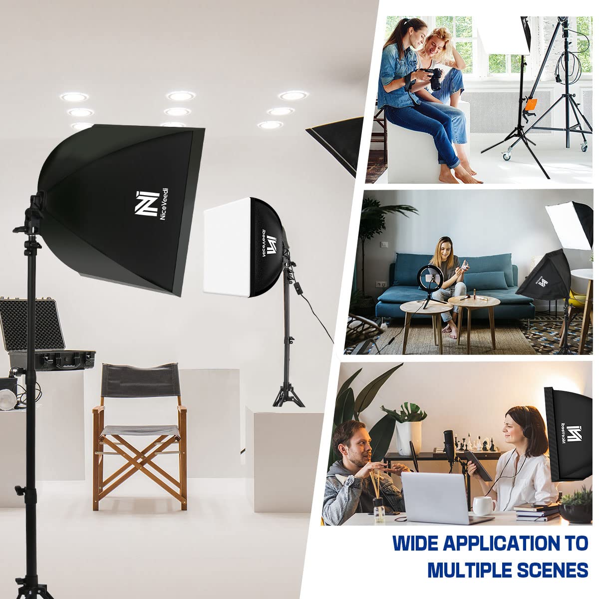 - Niceveedi Photography Lighting Kit | Softbox Light With 160cm Tripod Stand -