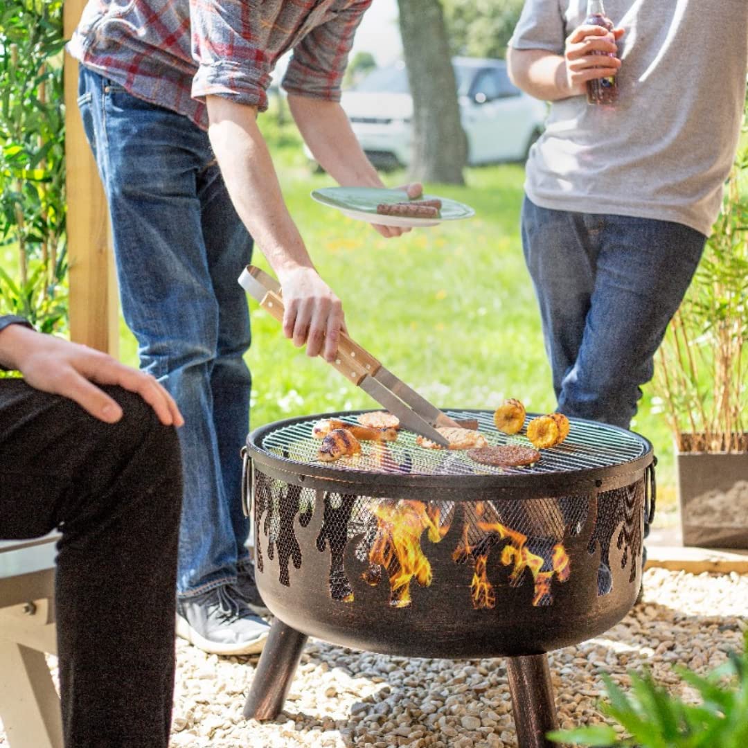 - La Hacienda Wildfire XL Steel Firepit | BBQ Grill | Bronze Effect -