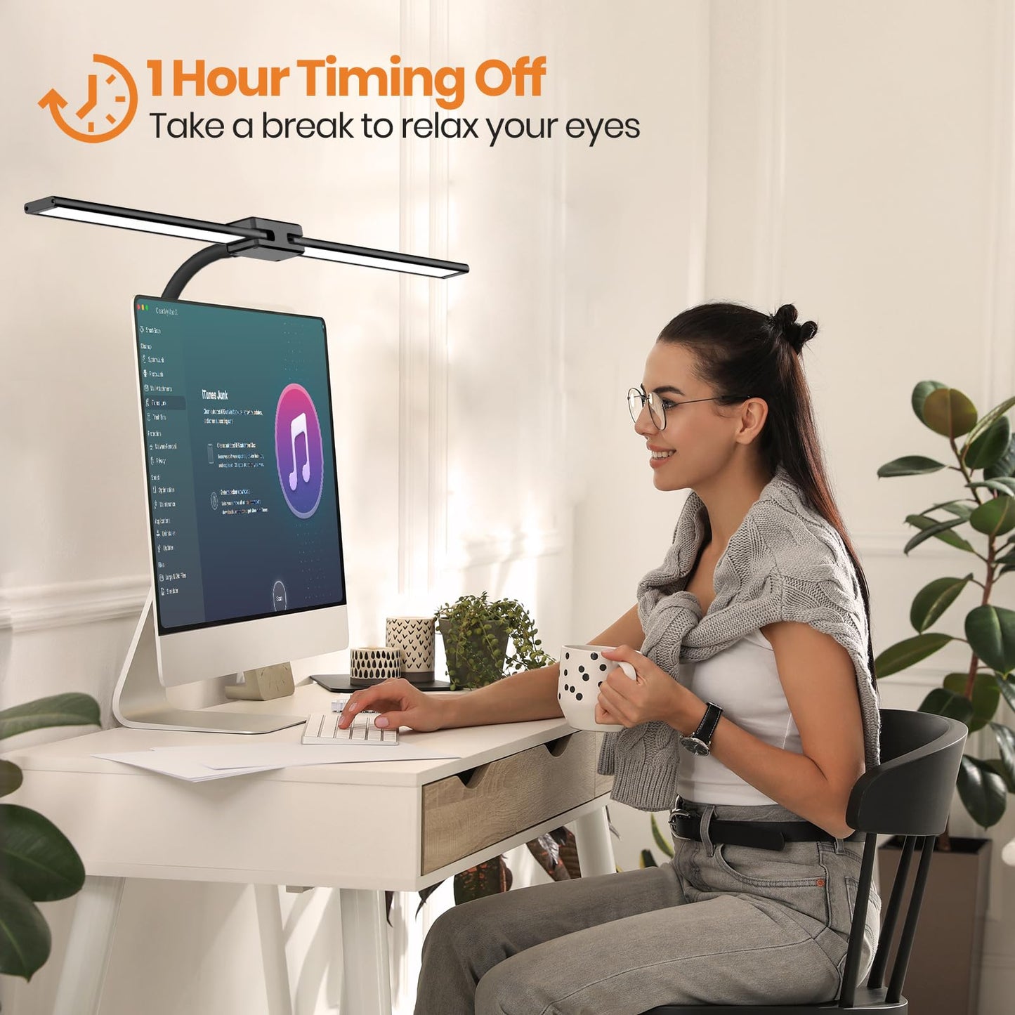 - Lastar LED Desk Lamp With Remote Control | 32.5" Wide Double Head -