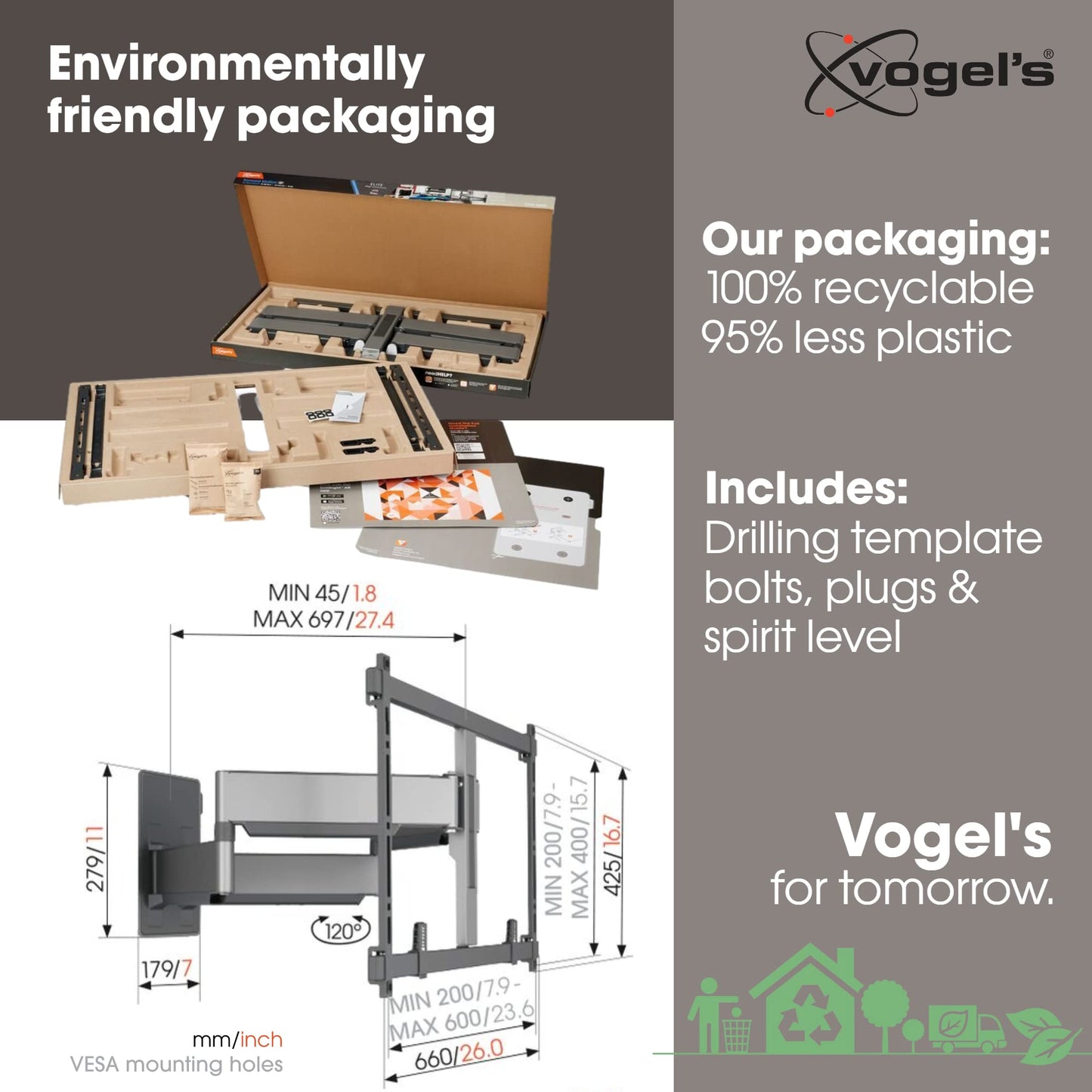 - Vogel's Elite 5855 ultra strong full-motion TV wall mount for large and heavy TVs -