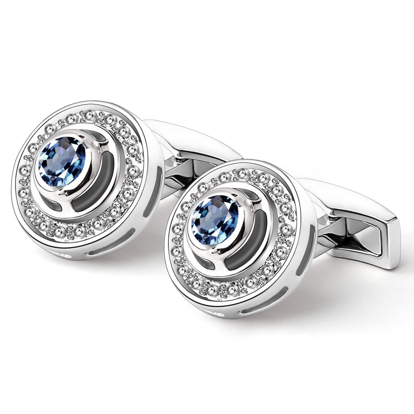- Mr.Van Classic Cufflinks | Navy Blue Crystal Cufflinks For Men -