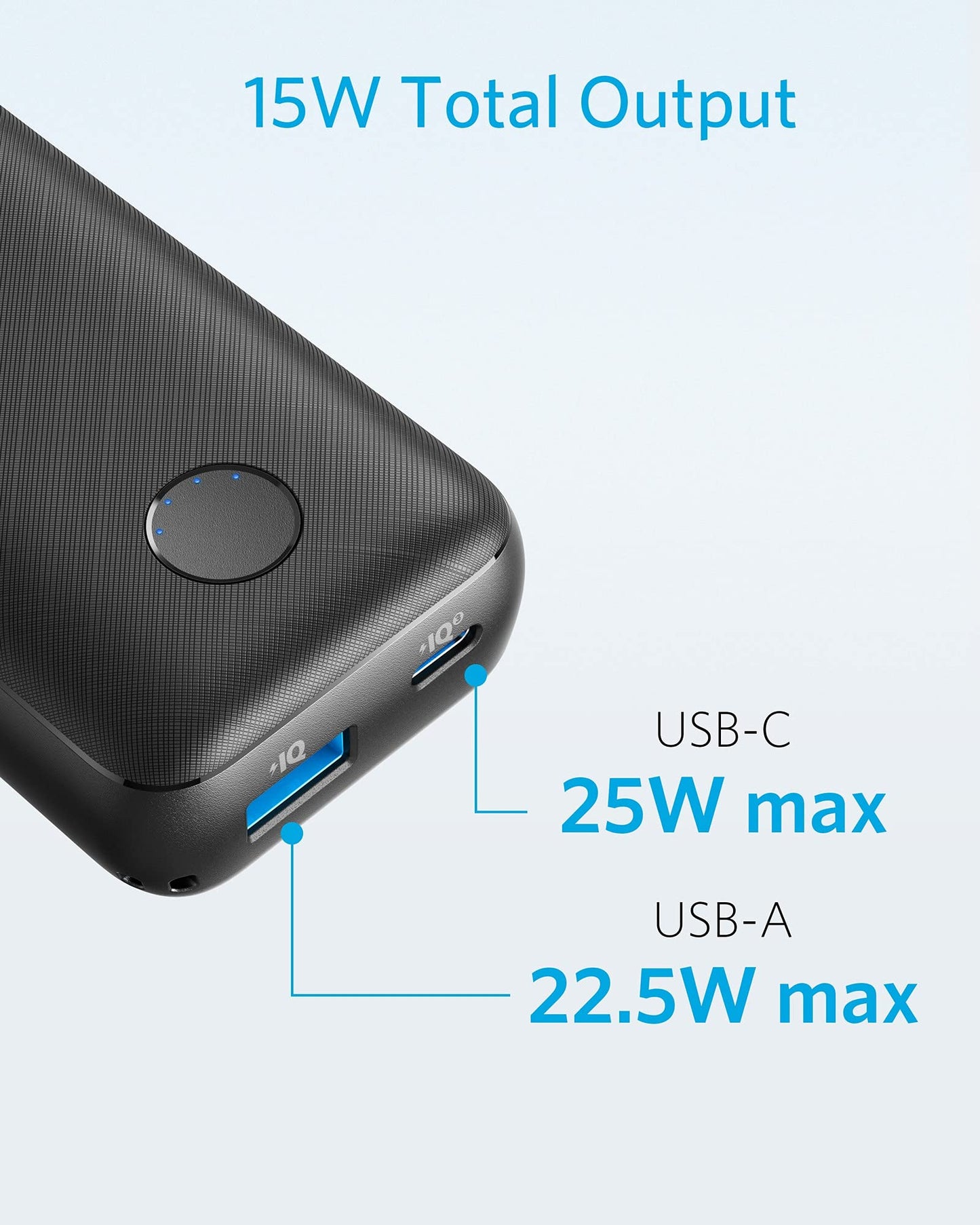 Anker Power Bank, Compact 10000mAh Portable Charger, PowerCore with USB-C Power Delivery (25W) for iPhone 15/14/13/Pro/Max/XR/XS, Samsung S21/S20, Pixel 3/3XL, iPad Mini 5, and More