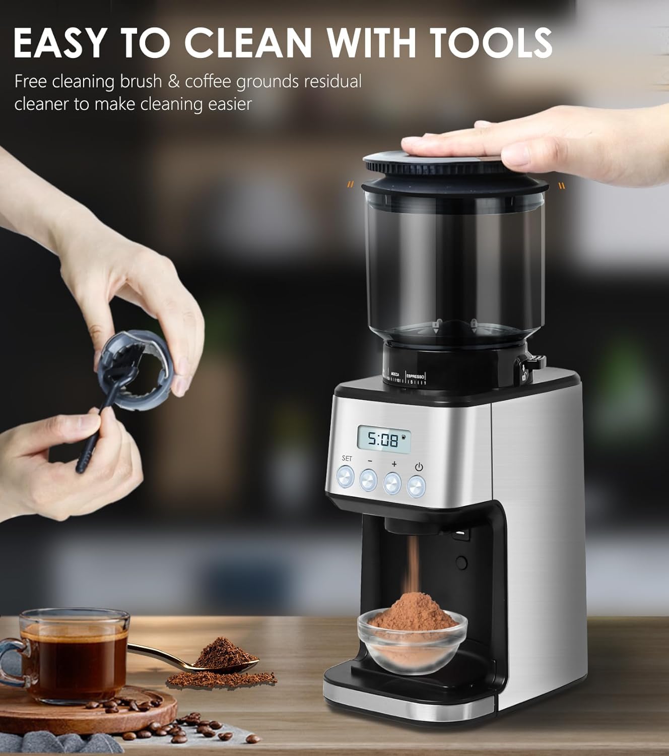- Homtone Coffee Grinder Electric Conical Burr | Adjustable Coffee Grinder | 51 Precise Settings -
