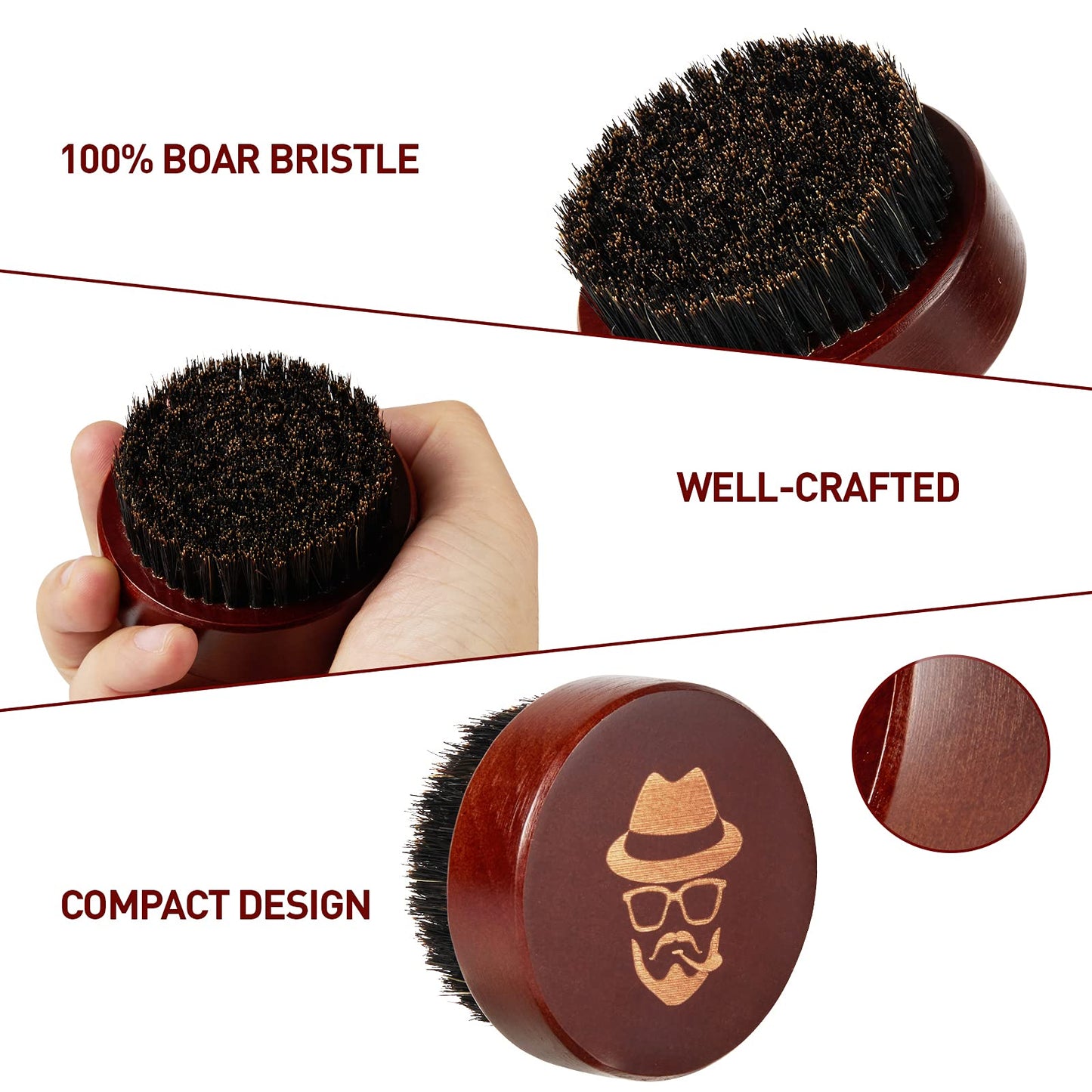 Beard Brush, 100% Boar Bristle Black Walnut Wood Beard Comb Brush for Men To Tame and Soften Your Facial Hair from Sofmild