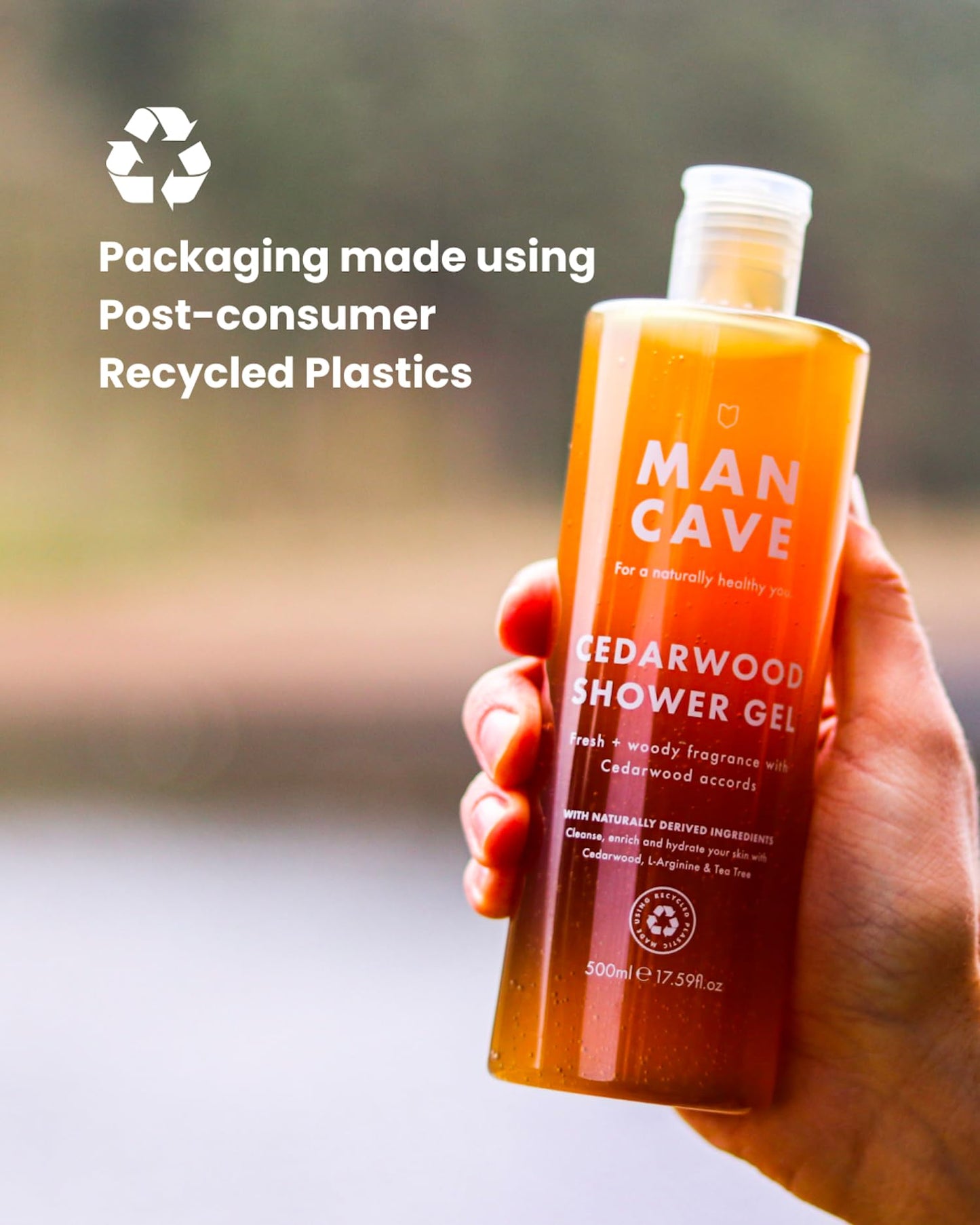 - ManCave Cedarwood Shower Gel 500ml for Men | Fresh & Wood Aroma -