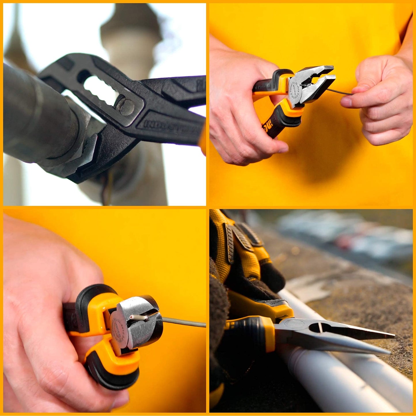 - INGCO 4Pcs Pliers Set 8 Inch Combination Pliers | 7 Inch Diagonal Cutting Pliers | 6 Inch Long Nose Pliers | 10 Inch Pump Pliers -