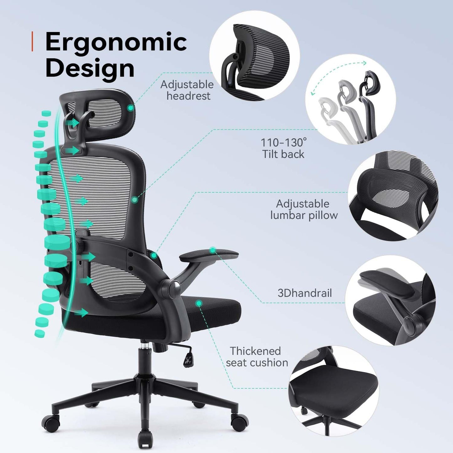 - SIHOO M102C Ergonomic Mesh Office Chair | High Back Desk Chair | 3D Armrests -